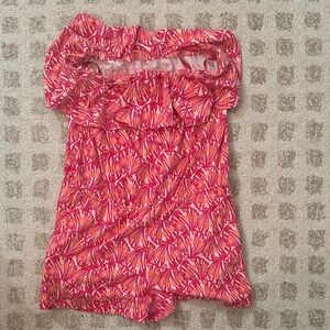 Vineyard Vines Pink Red Floral Print Tube Romper